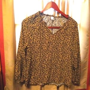 Old Navy leopard print long sleeve blouse